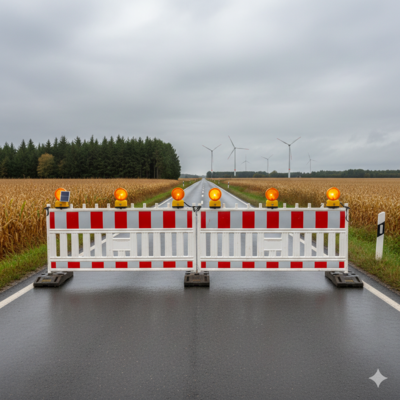 Bild vergr&ouml;&szlig;ern: Strassensperrung einer Bundesstrasse